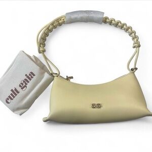 cult gaia Pale Yellow Braided-Handle Shoulder Bag